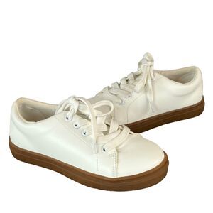 J Crew Crewcuts Sneaker Shoes Boys 11 White Faux Leather Court Lace Up
